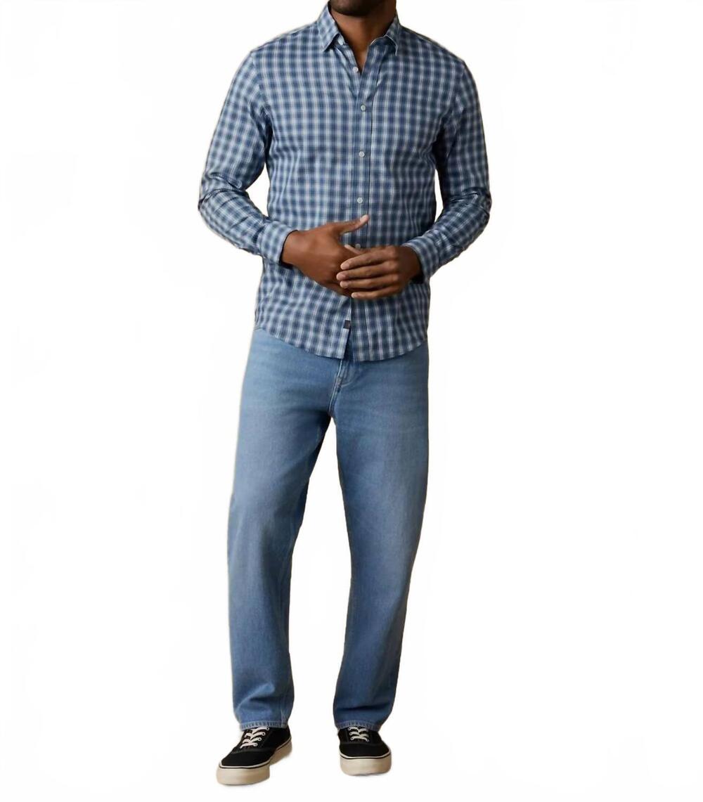 NEW FAHERTY movement shirt in azure night plaid